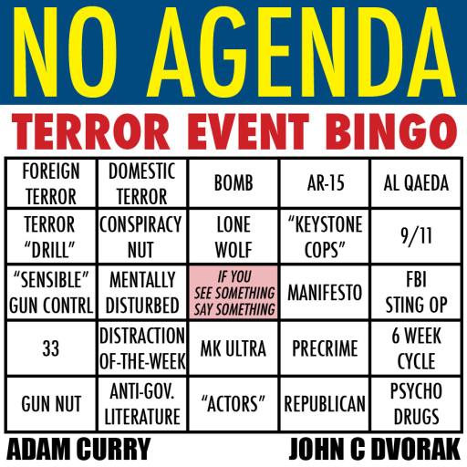 Terror Event Bingo Card - If you don't bingo on this card then the script went badly! by Joshua Pettigrew